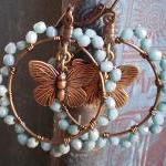 Butterfly Hoops In Turquoise
