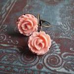 Pink Cabbage Rose Earrings