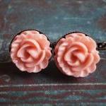 Pink Cabbage Rose Earrings