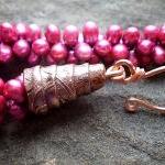Pink Copper And Pearl Bracelet